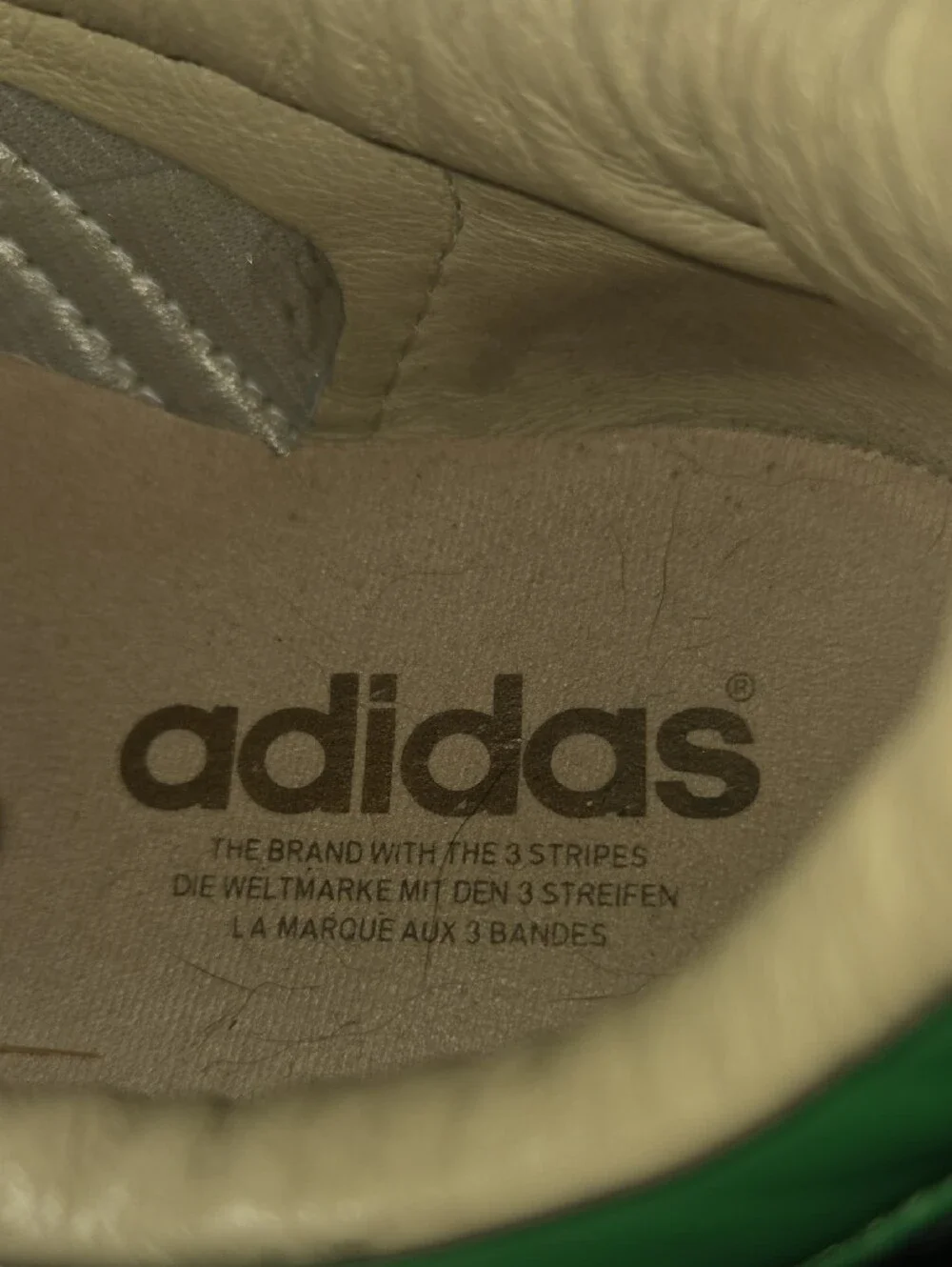 Womens adidas  Beige Sneakers with Green Stripes